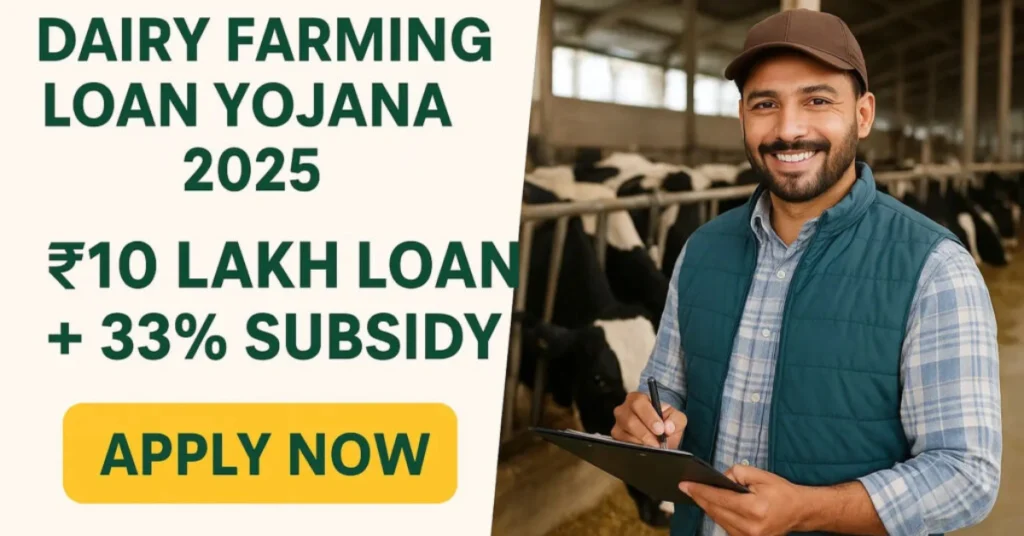 Dairy Farming Loan Scheme 2025 ₹10 Lakh Loan + 33% Subsidy