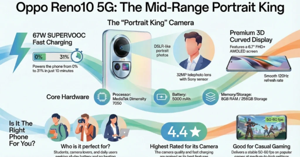 Oppo Reno10 5G | Best Camera Mobile 5g | 8/256GB Storage