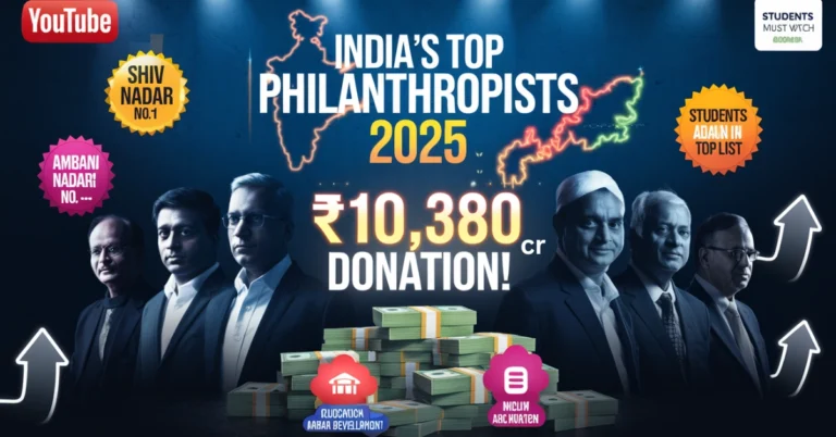 Top Indian Philanthropists FY25 donation list with Shiv Nadar, Ambani, Adani and others