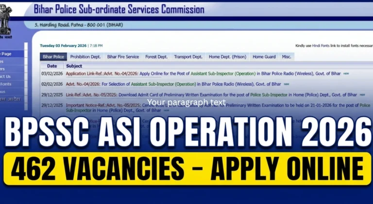 BPSSC ASI Operation Recruitment 2026 Apply Online